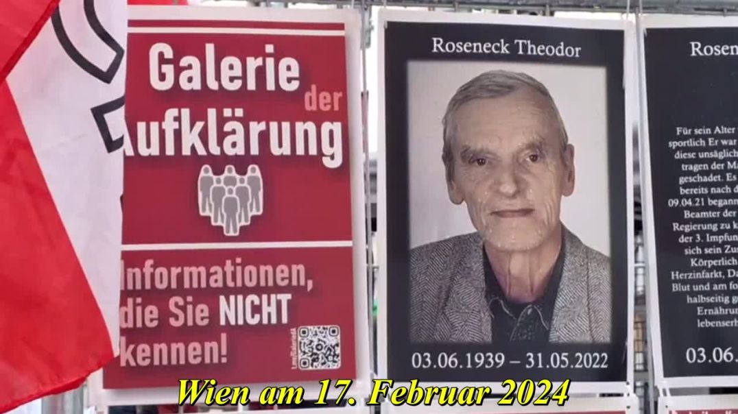 ⁣„IMPFOPFER-GALERIE DER AUFKLÄRUNG“ in WIEN/Mariahilfer Straße am 17.  Februar 2024